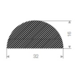 NEOSOFT® EPDM-Moosgummi Halbrund-Profil 32 x 16 mm