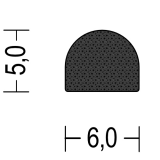 NEOSOFT® EPDM-Moosgummi Halbrund-Profil 6 x 5 mm